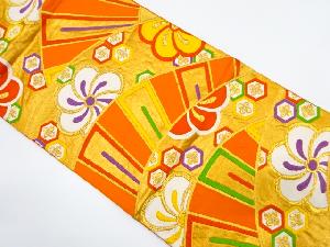 アンティーク　片輪車に捻じり花模様織り出し袋帯（着用可）